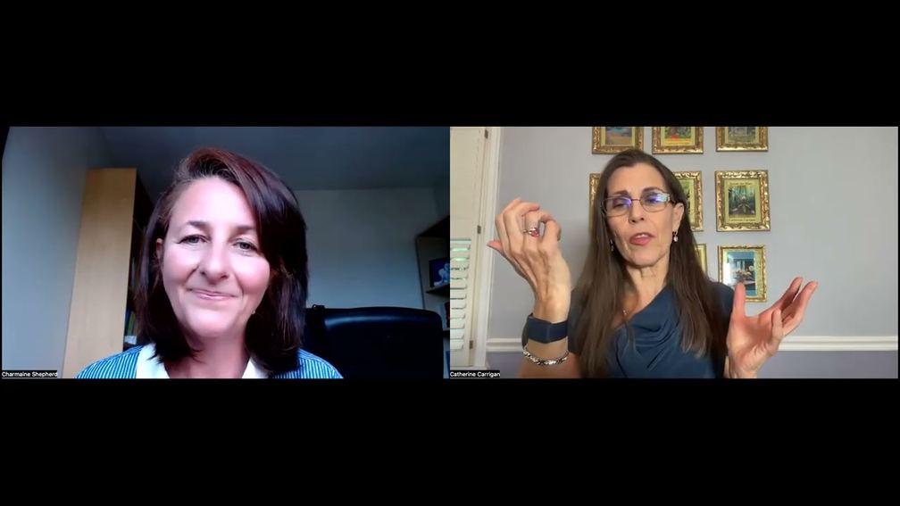 Charmaine Shepherd being interviewed by Catherine Carrigan